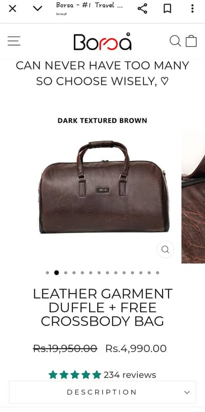 Leather Garment Duffle + Free Crossbody Bag