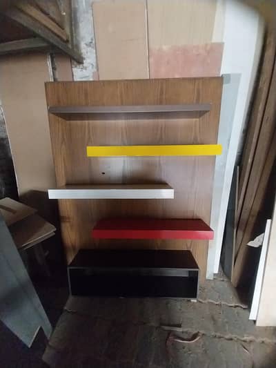 multi-colored shelves panel