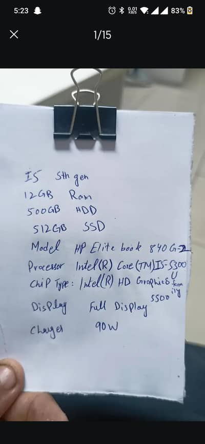 I5 5th gen laptop with 512 SSD and 12GB Ram