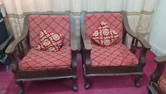 5 seater used wooden sofa set