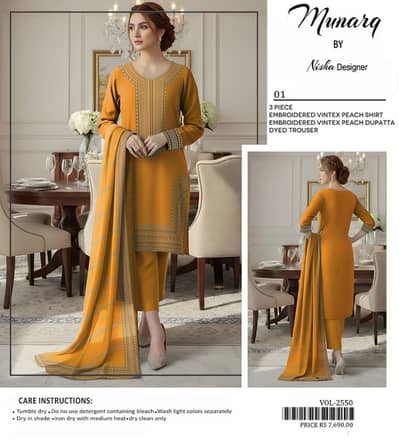 50% OFF! New Year Sale - Munarq Designer 3-Piece Embroidered Suit