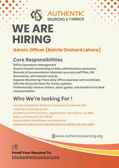 Position for Female Admin Assistant Manager