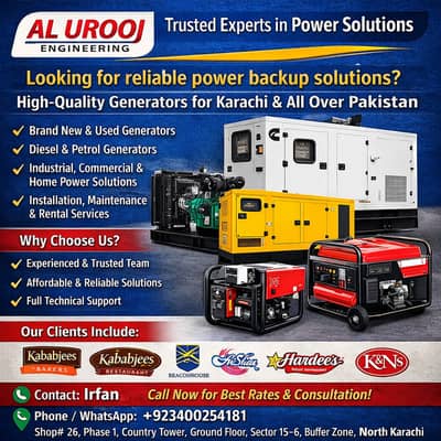 Reliable Power Generators | Sale & Installation | AL Urooj Engineerin