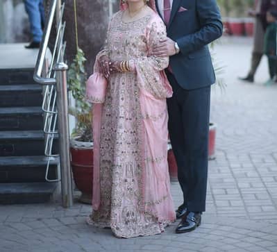Elegant Pink Embroidered Maxi Dress – Wedding / Party Wear