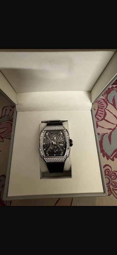 Men iced Bezel skeleton watch