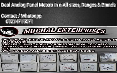 Analog Digital Panel Meters Volts, Amps, Hz, kW, KV, Cos, AC, DC, Watt