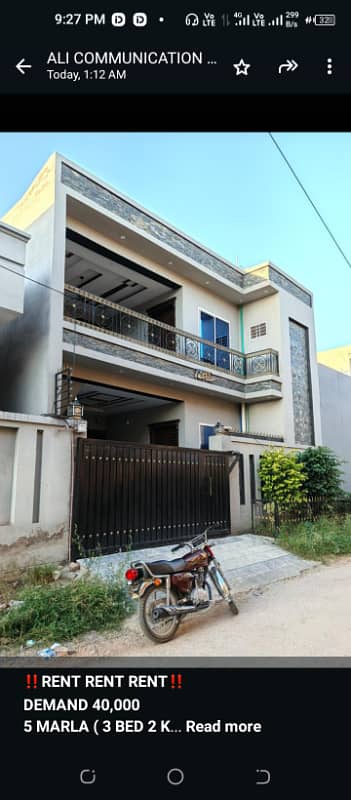 House for rent 5.5 Marla 1.5 story brand new house