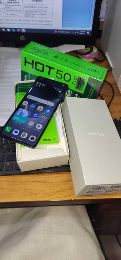 infinix hot 50pro plus 8gb 256gb box all accessories with out charger