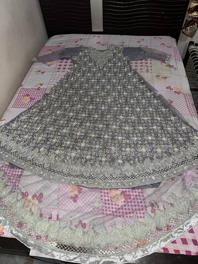  Elegant Grey Silver Party Wear Maxi – Like New 