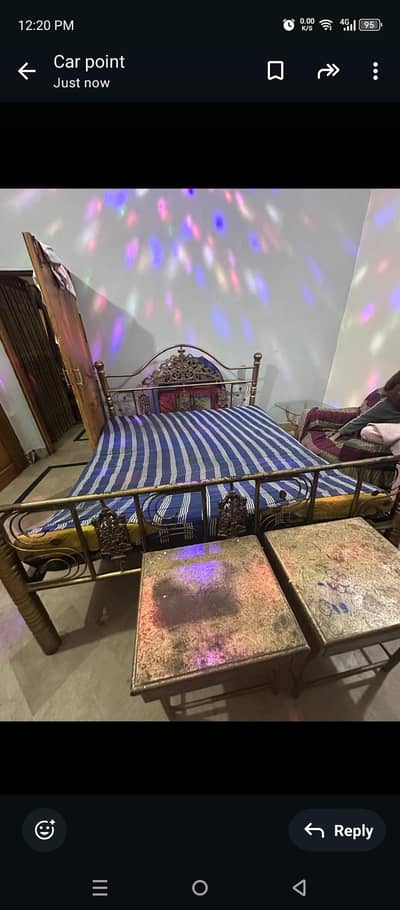 one iron beb and 2 side table in good condition