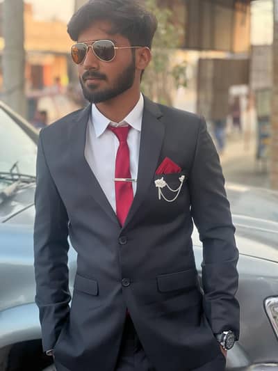 2 piece pent coat suit jet black