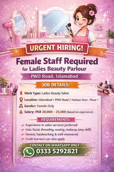 Female staff for ladies parlour