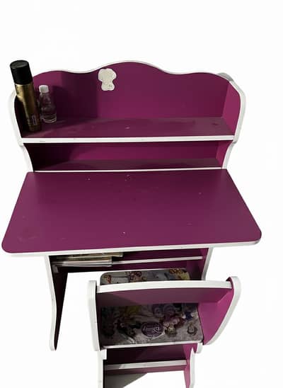 Compact kids study desk and chair with storage