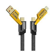 4 in 1 Fast Charging Cable | Type-C, Micro USB, iPhone | Ek Cable Sab