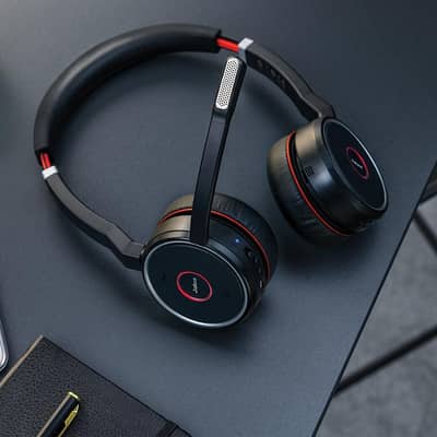 Jabra evolve 75 headphone Bluetooth, USB dongle & carry pouch