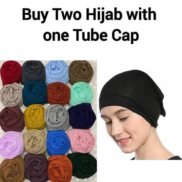 Set of 2 Imported Chiffon Georgette Hijabs with Free Black Tube Cap - Standard Size Combo for Women