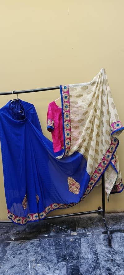 Nafees Tilla Doori+stone work Stiched  Saree