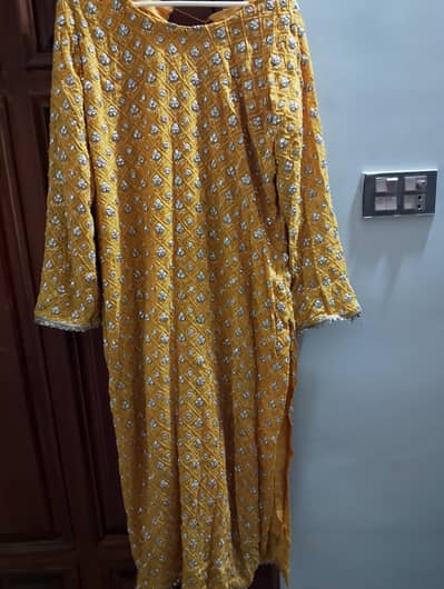 yellow color ready to wear 3 pc dress