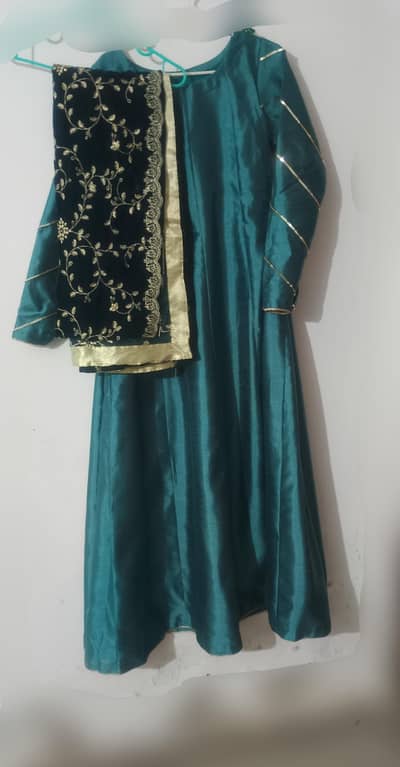 velvet embroidered shawal with rao silk maxi
