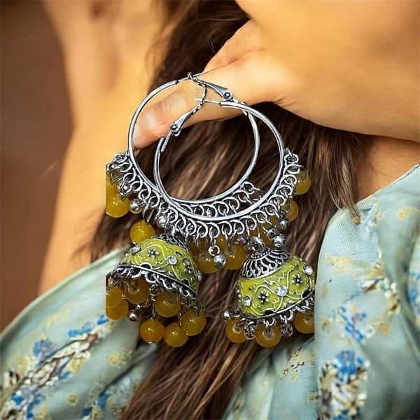 Traditional Jhumka Earrings with Hoop