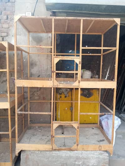 pair of wooden birds cage 6 feet height 4 feet width