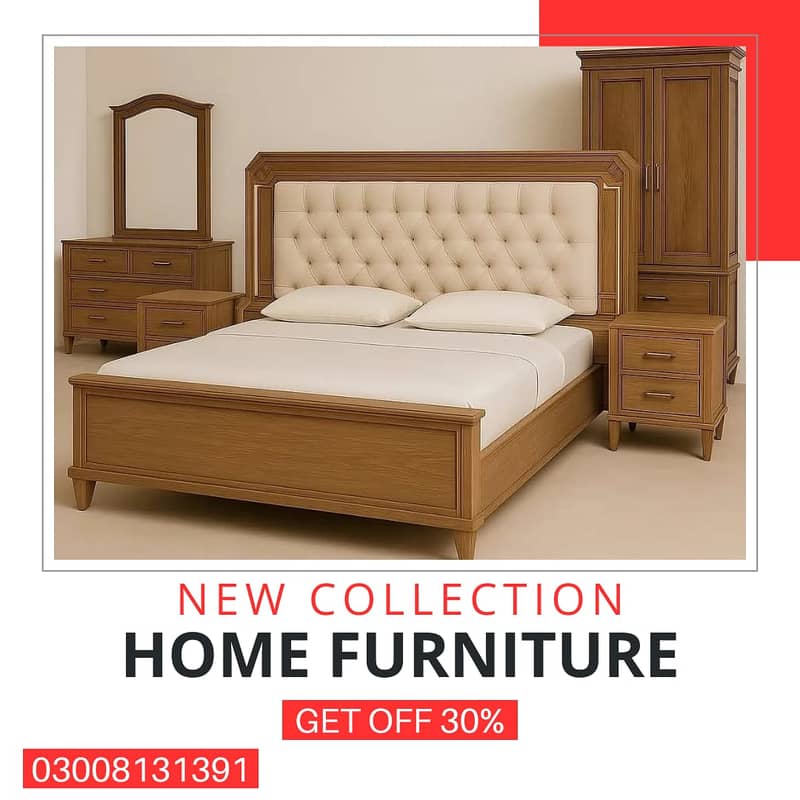 double bed/king size bed/wooden bed/bed dressing/shesham wooden bed 4