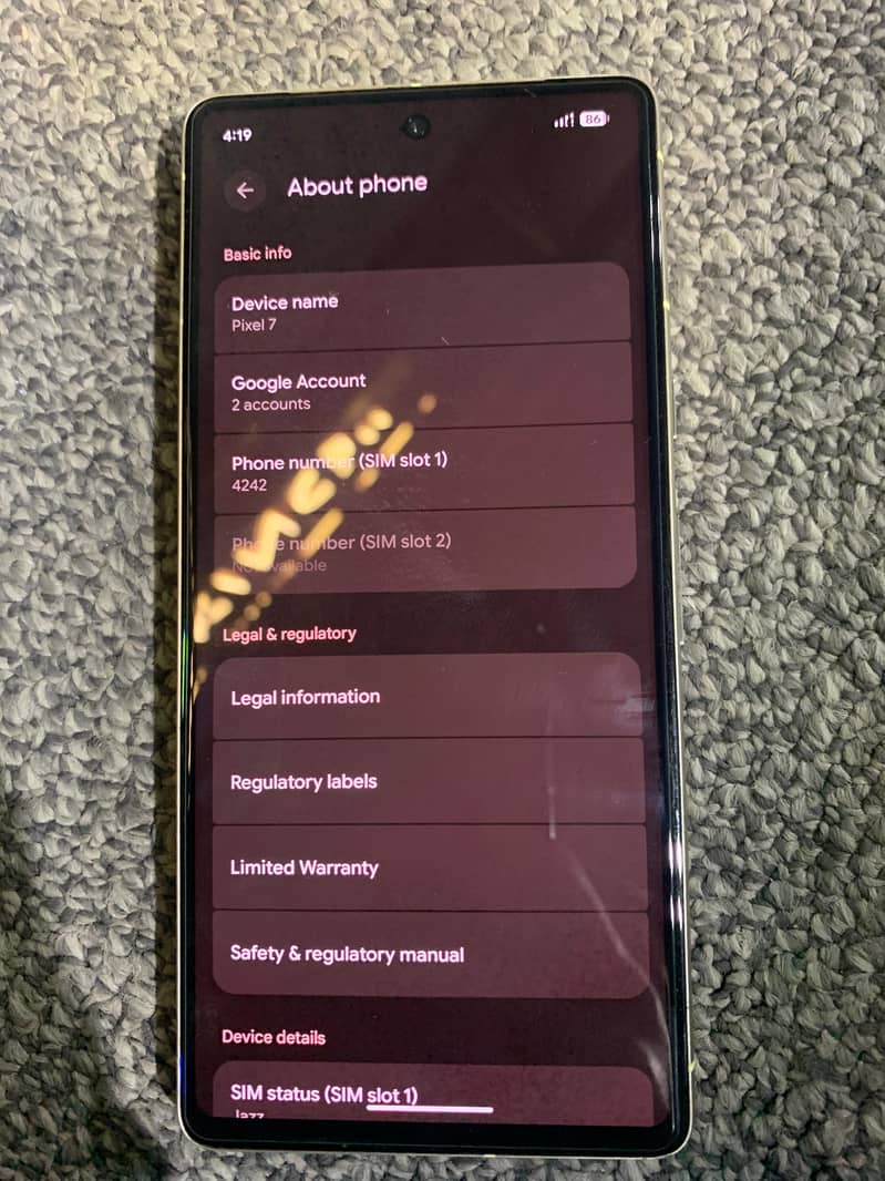 Google pixel 7 4