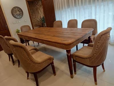 Imported top 8 seater dining table solid wood