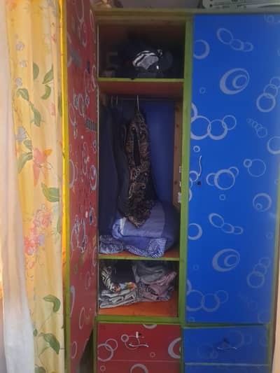 2-Door Wardrobe / Almari with Drawers – Good Condition (3 Years Used)
