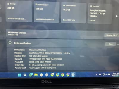 Dell latitude 5400 i5 8th generation