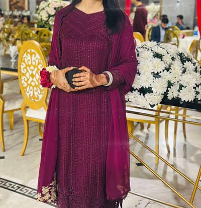 Azure Luxe Embroidered Dress