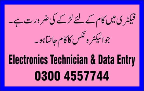 Electronics Technician & Data Entry