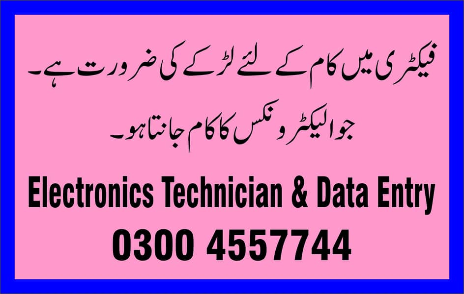 Electronics Technician & Data Entry 0