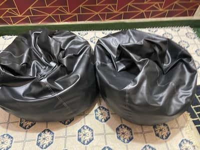 Jet Black Leatherite Bean Bag