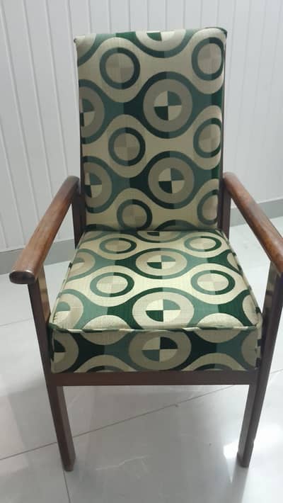 Wooden Arm Chair with Cushioned Seat & Backrest – Good Condition