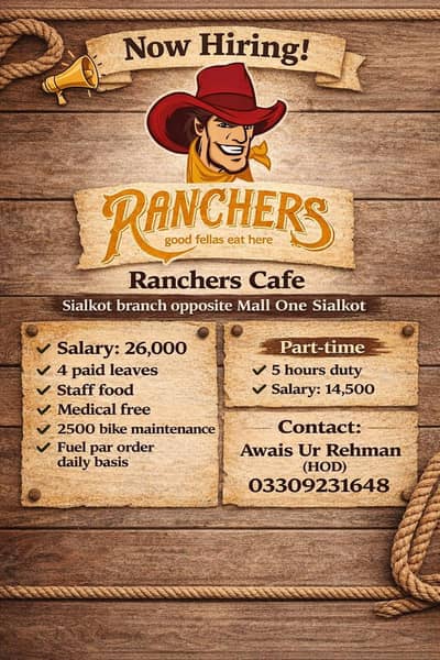 Ranchers needs Delivery Riders At skt branch