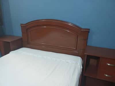 king size bed with 12 inches mattress with two side table for sale