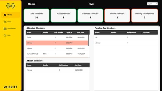 Gym Management Software - Fingerprint Attendance & Fee Tracking