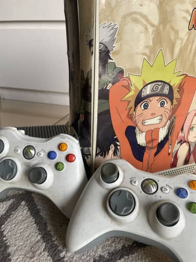 Xbox 360 with Controllers and wires and Kinect