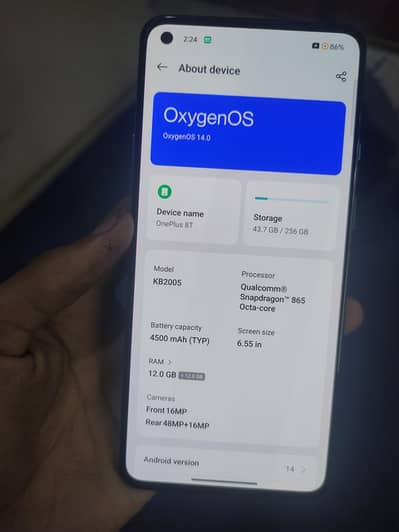 OnePlus 8t 12/256 clear display 03264078487