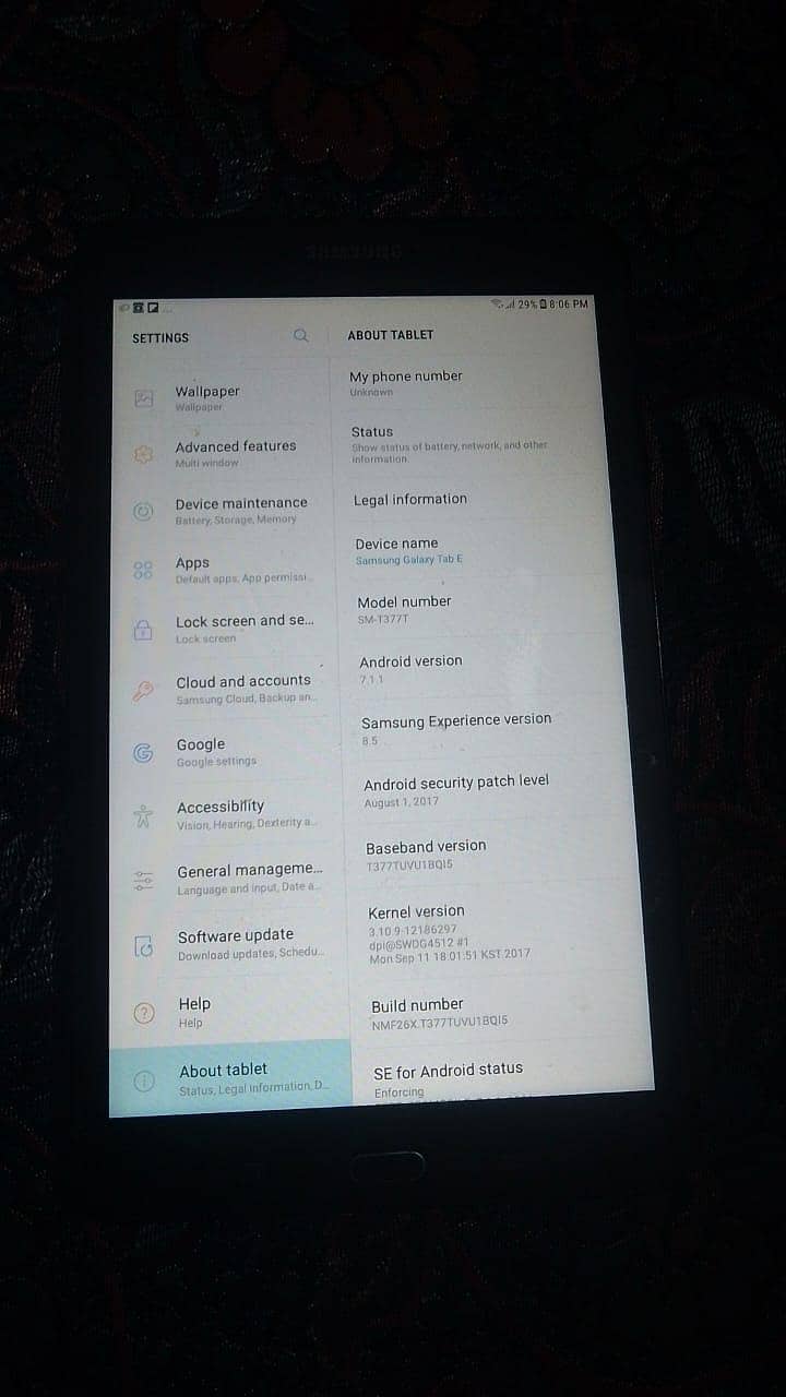 Samsung tablet 8.5 version 8