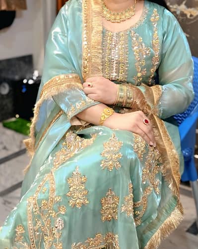 sheesha silk. ready to wear. hand work 3 piece suit