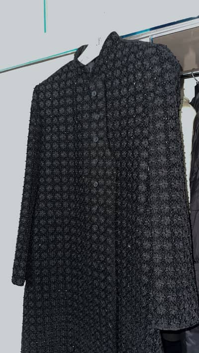 Jet black designer shairwani