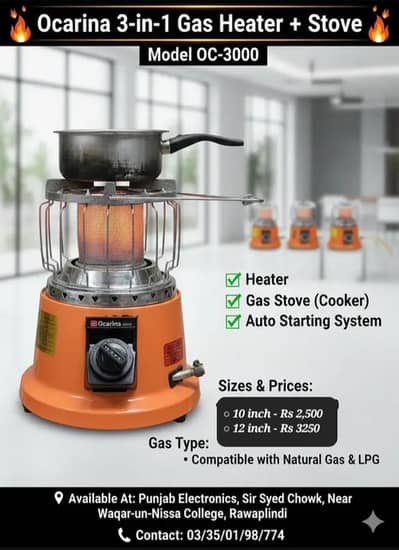 Ocarina gas Auto heater+stove 3 in 1.   heater   stove