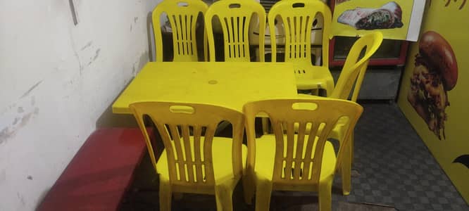 plastic chairs yellow colour import with table