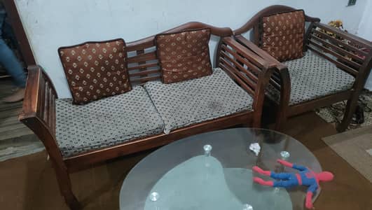 Urgent Sell: Wooden Sofa Set (4 Seater)