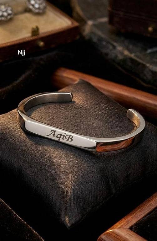 Customized Name Bracelet – Personalised Steel Cuff for Men & Women