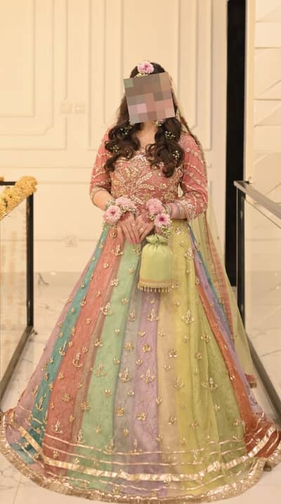 Mutlicolor bridal mehndi dress