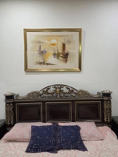 N. M Furnishers Executive Bed with Side Tables and Dressing Table