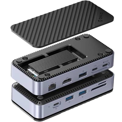 ORICO - USB C Hub with M. 2 SSD Enclosure, ORICO 10-in-1 USB-C Docking
